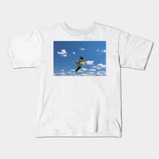 American White Pelican In Flight Kids T-Shirt